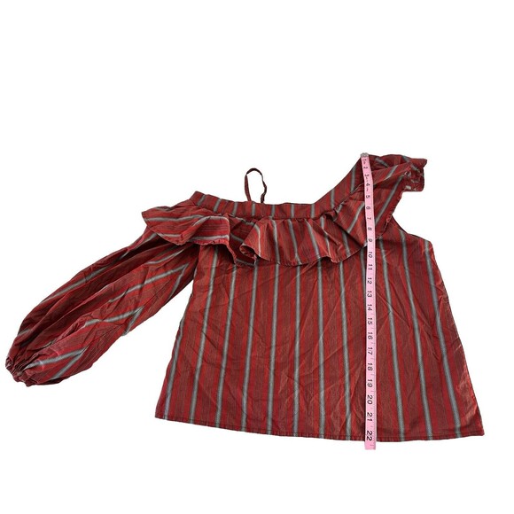 Joa Blouse Women Size S Burnt Orange Brown Off Shoulder Ruffle 100% Cotton - Picture 3 of 6